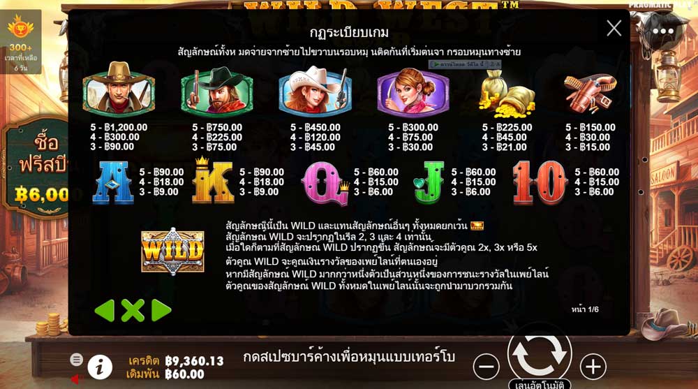 สัญลักษณ์พิเศษต่างๆของ Wild West Gold